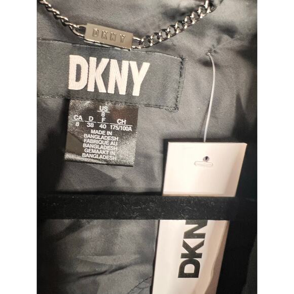 DKNY Long Sleeve Notch Lapel Tie Waist Career Blazer Black Women's Size US 8 NWT - Picture 3 of 5